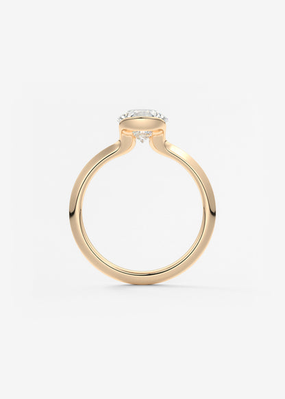 Pear Half Bezel Lab Grown Diamond Engagement Ring