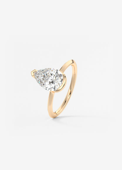 Pear Half Bezel Lab Grown Diamond Engagement Ring