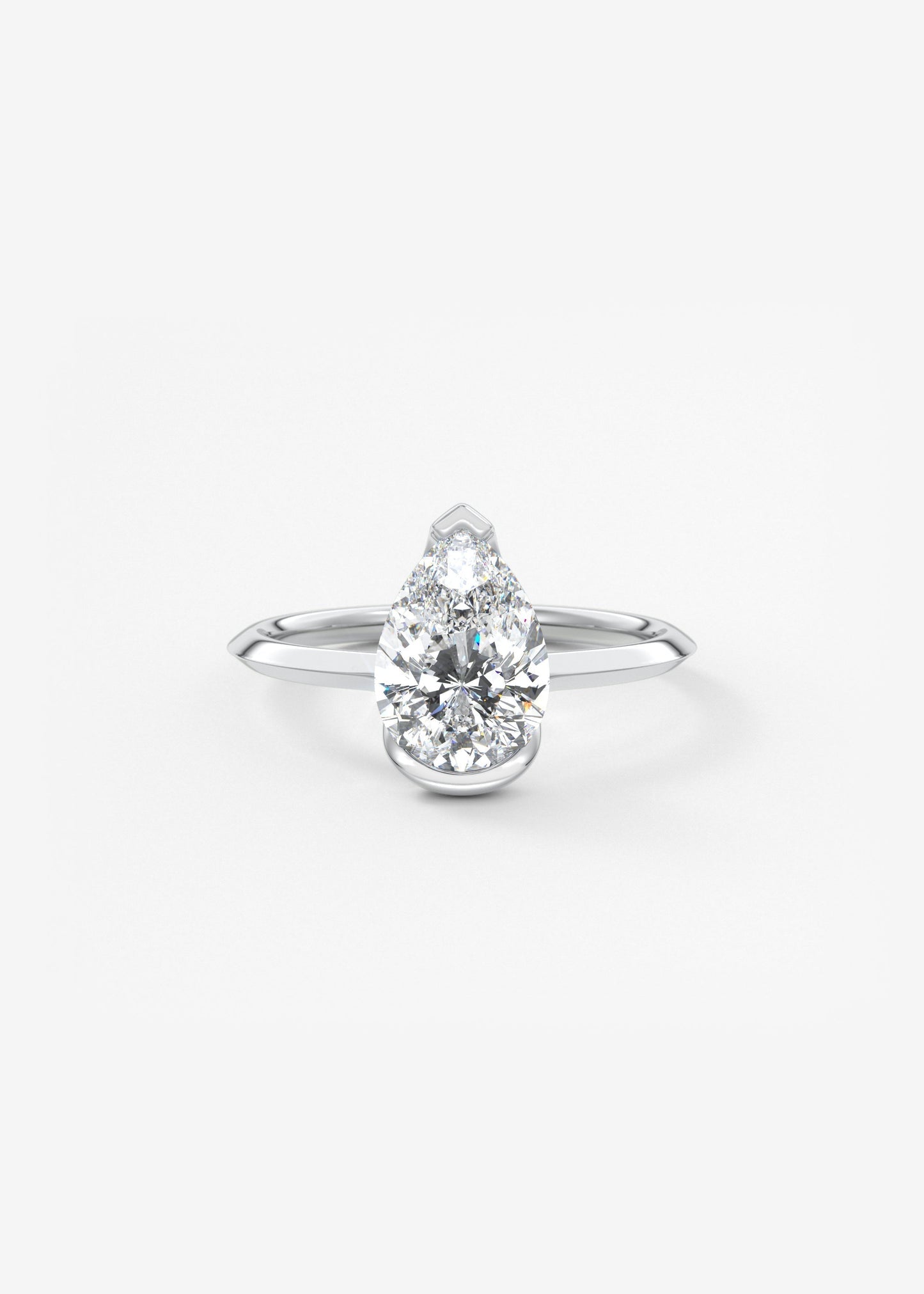 Pear Half Bezel Lab Grown Diamond Engagement Ring