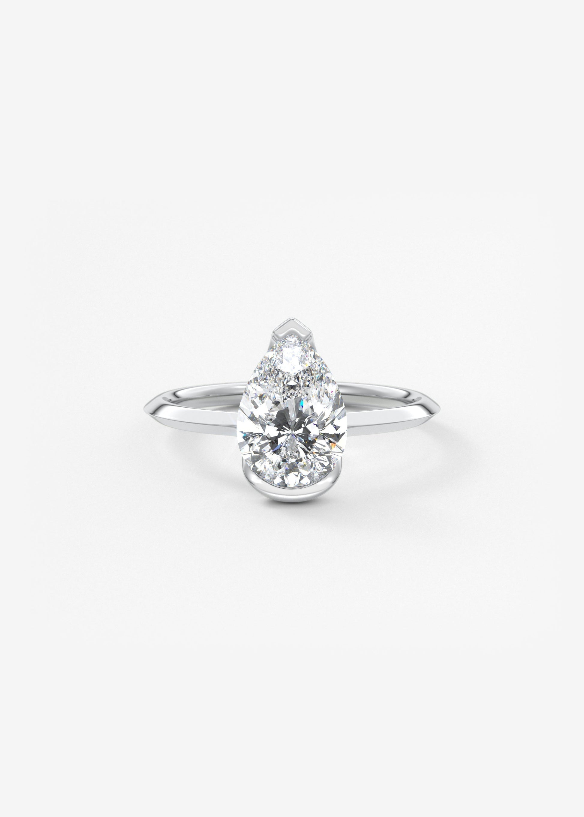 Pear Half Bezel Lab Grown Diamond Engagement Ring