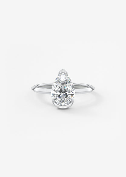 Pear Half Bezel Lab Grown Diamond Engagement Ring
