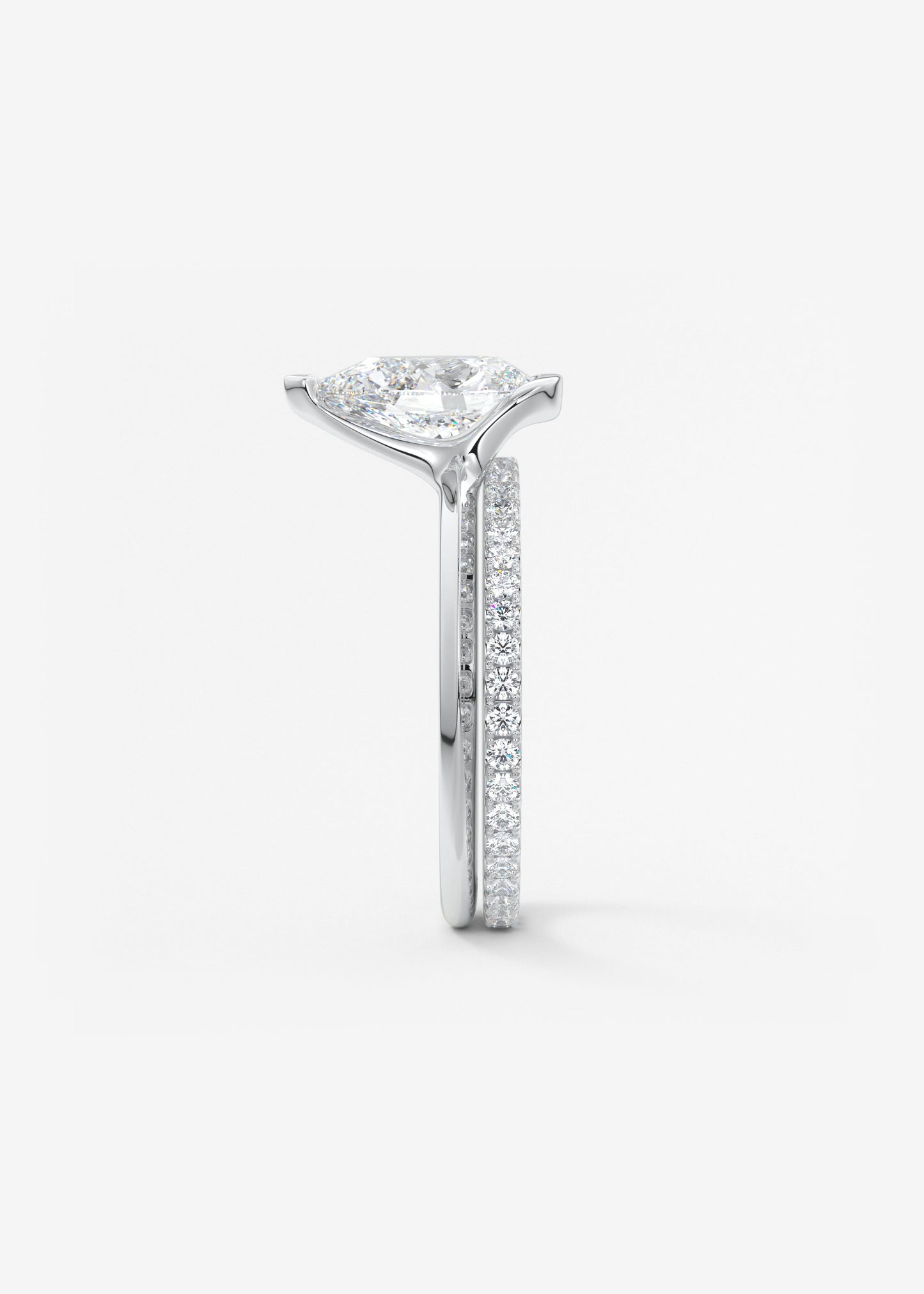Pear Half Bezel Lab Grown Diamond Engagement Ring