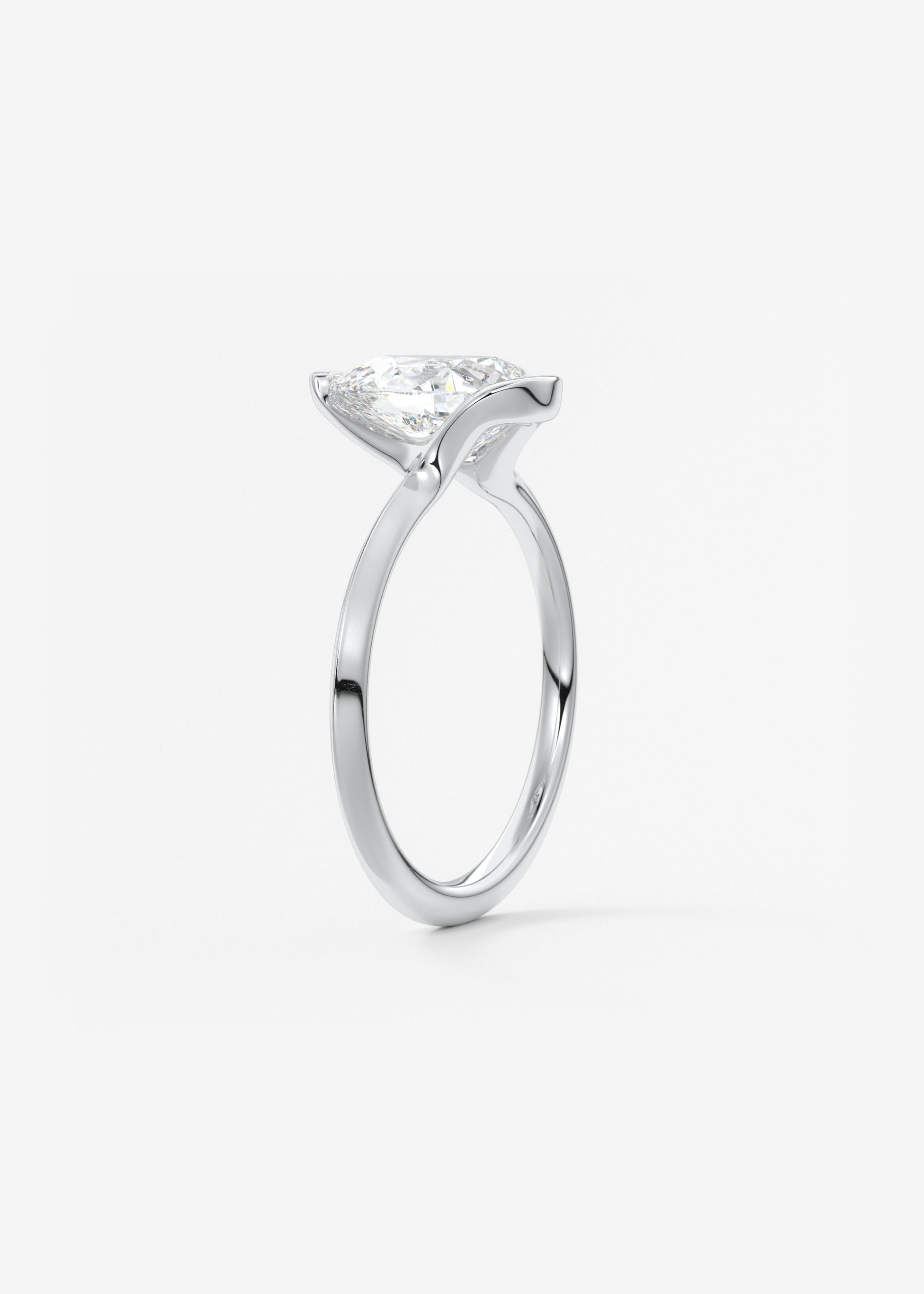 Pear Half Bezel Lab Grown Diamond Engagement Ring
