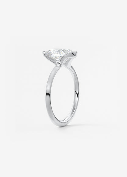 Pear Half Bezel Lab Grown Diamond Engagement Ring
