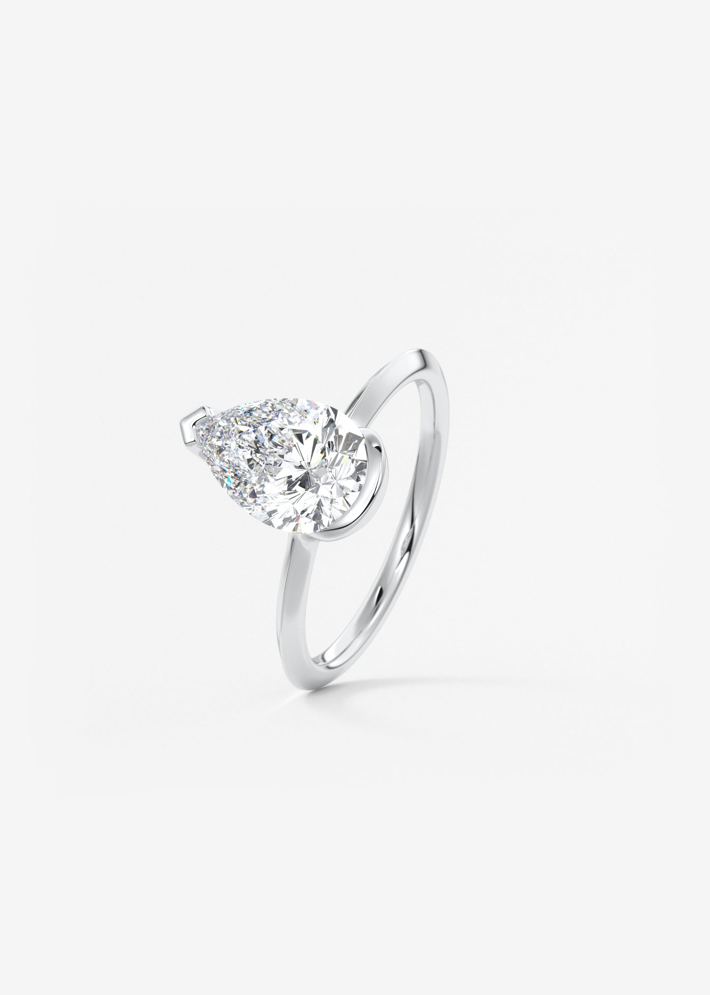 Pear Half Bezel Lab Grown Diamond Engagement Ring