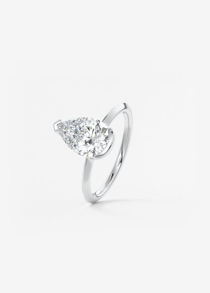 Pear Half Bezel Lab Grown Diamond Engagement Ring