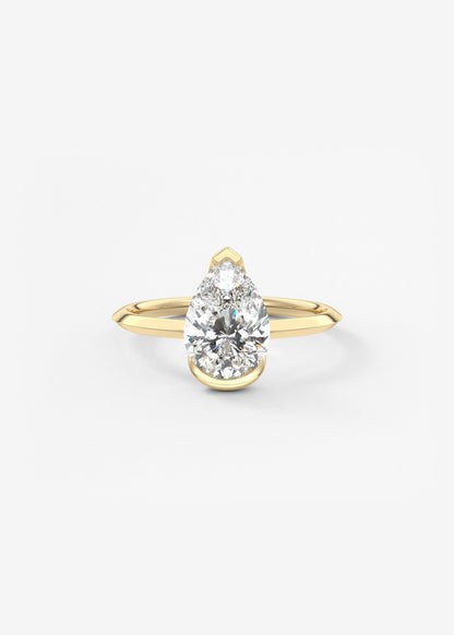 Pear Half Bezel Lab Grown Diamond Engagement Ring