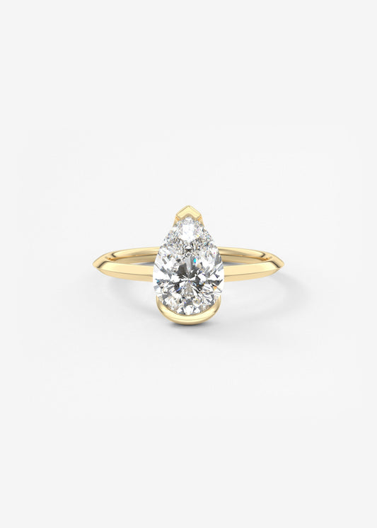 Pear Half Bezel Lab Grown Diamond Engagement Ring