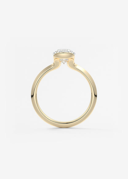 Pear Half Bezel Lab Grown Diamond Engagement Ring