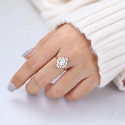 Oval Cluster Lab-Grown Diamond Engagement Ring