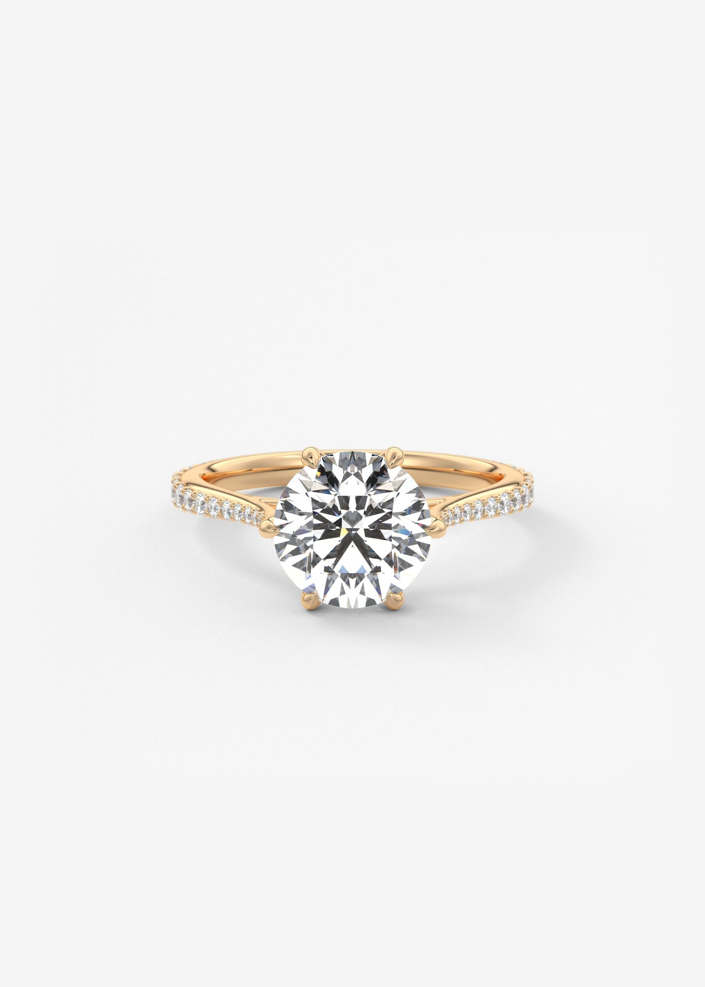 Round Pave Cathedral Lab Grown Diamond Engagement Ring