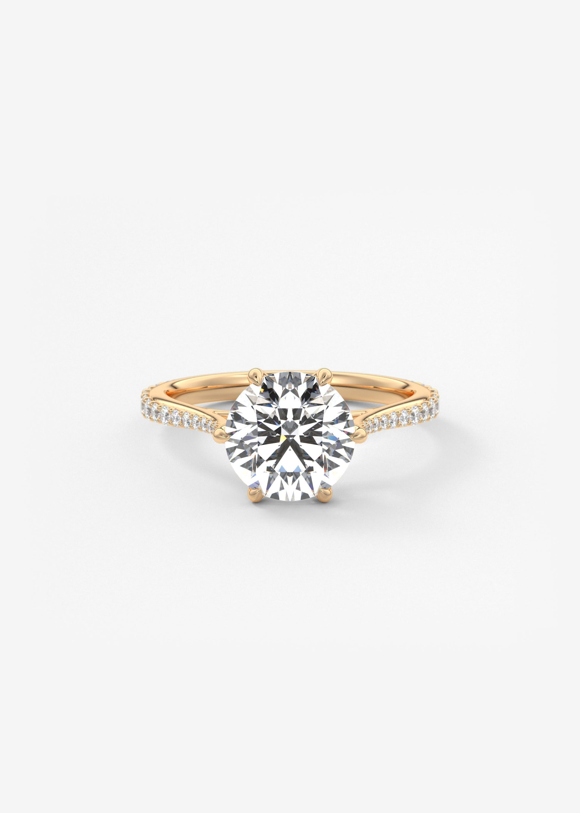 Round Pave Cathedral Lab Grown Diamond Engagement Ring