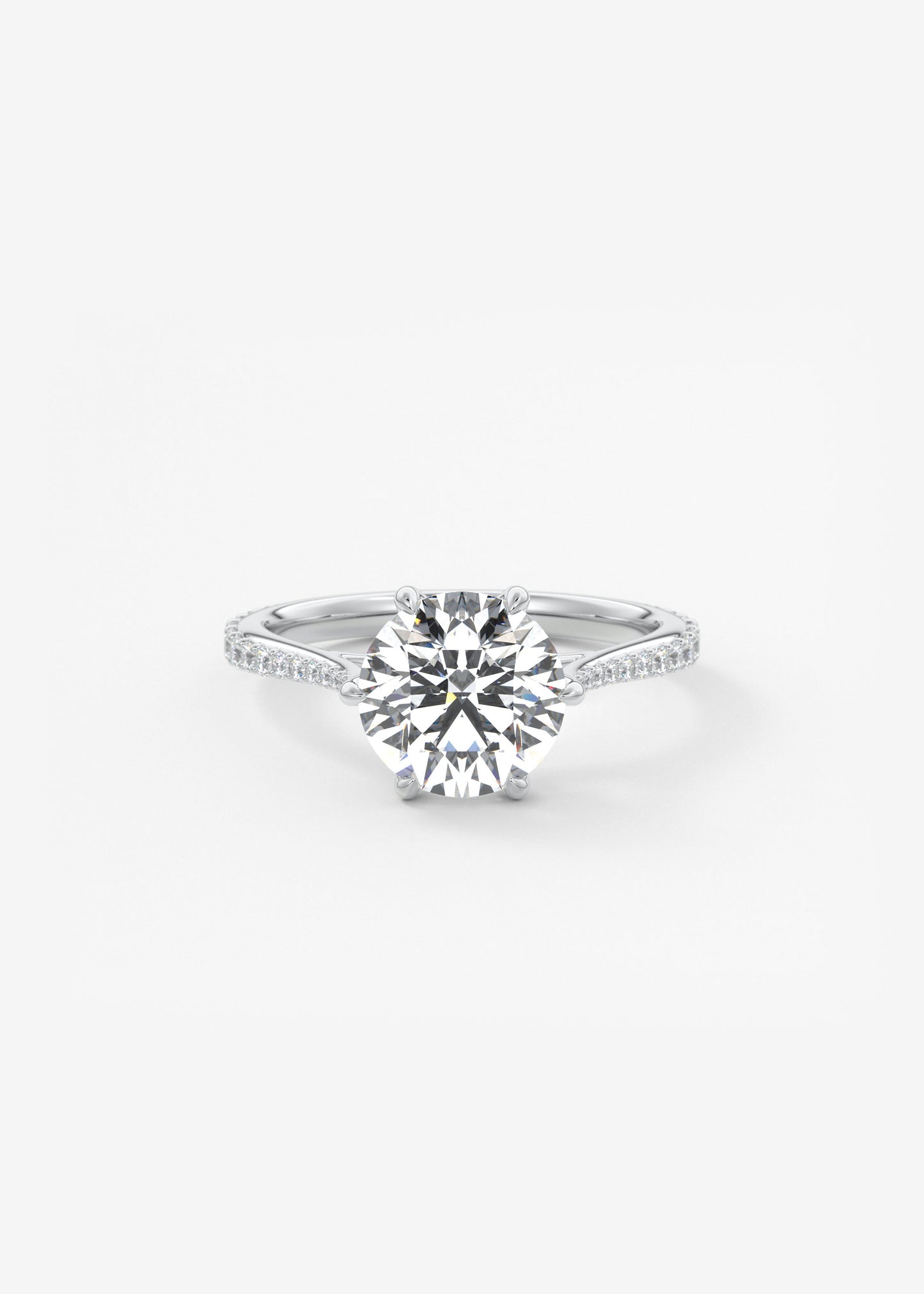 Round Pave Cathedral Lab Grown Diamond Engagement Ring