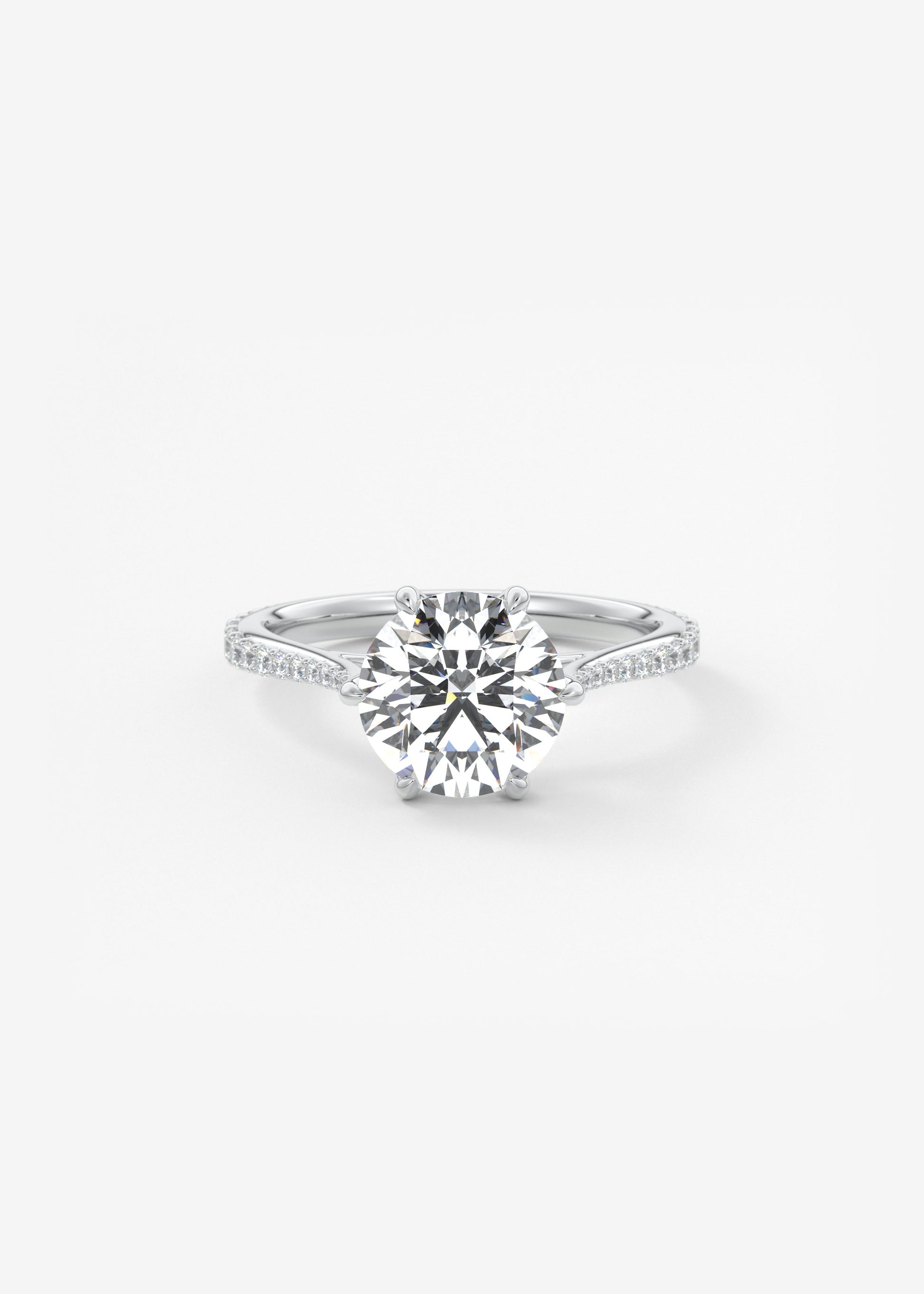 Round Pave Cathedral Lab Grown Diamond Engagement Ring