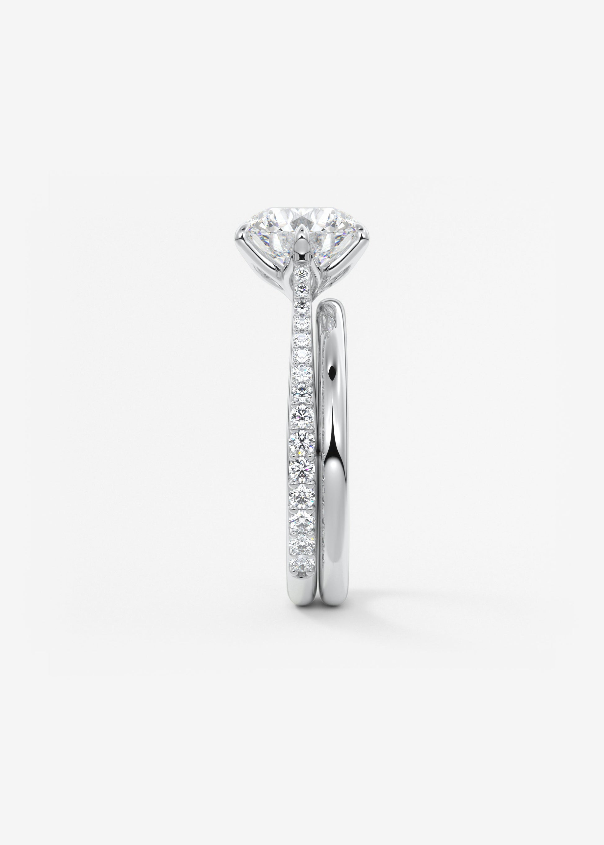 Round Pave Cathedral Lab Grown Diamond Engagement Ring
