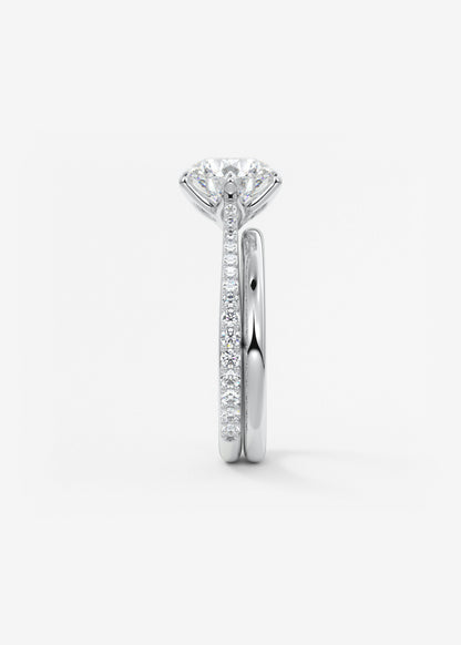 Round Pave Cathedral Lab Grown Diamond Engagement Ring