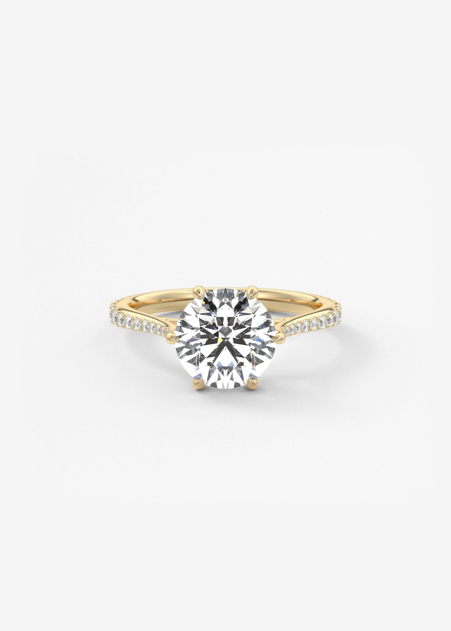 Round Pave Cathedral Lab Grown Diamond Engagement Ring