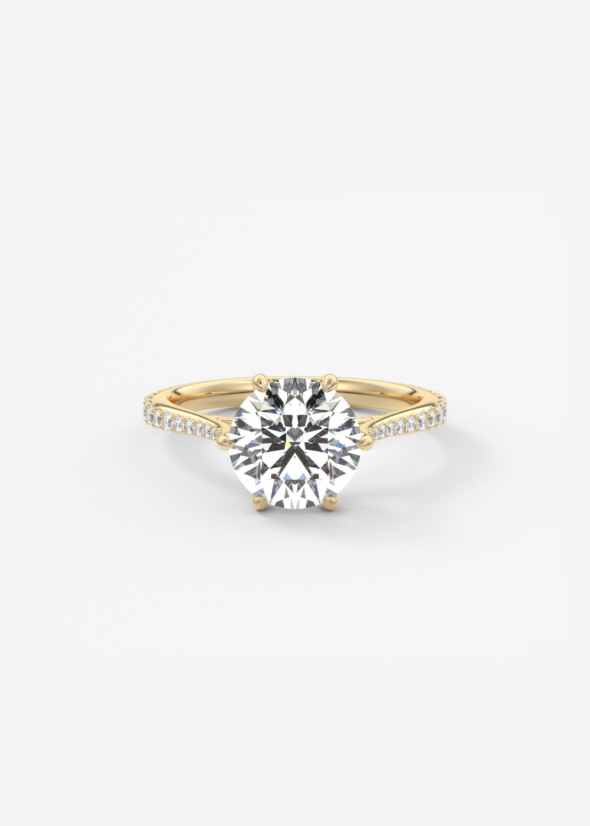 Round Pave Cathedral Lab Grown Diamond Engagement Ring
