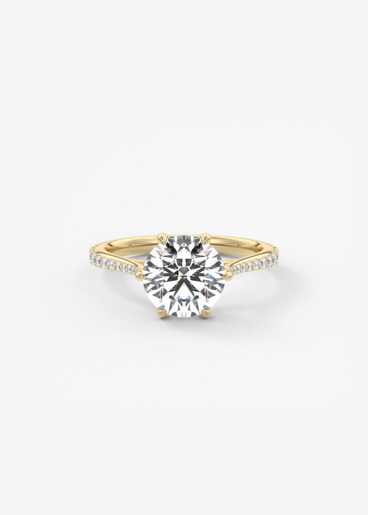 Round Pave Cathedral Lab Grown Diamond Engagement Ring