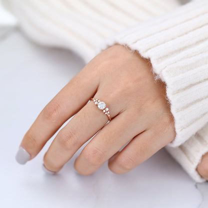 Round Cluster Lab-Grown Diamond Engagement Ring