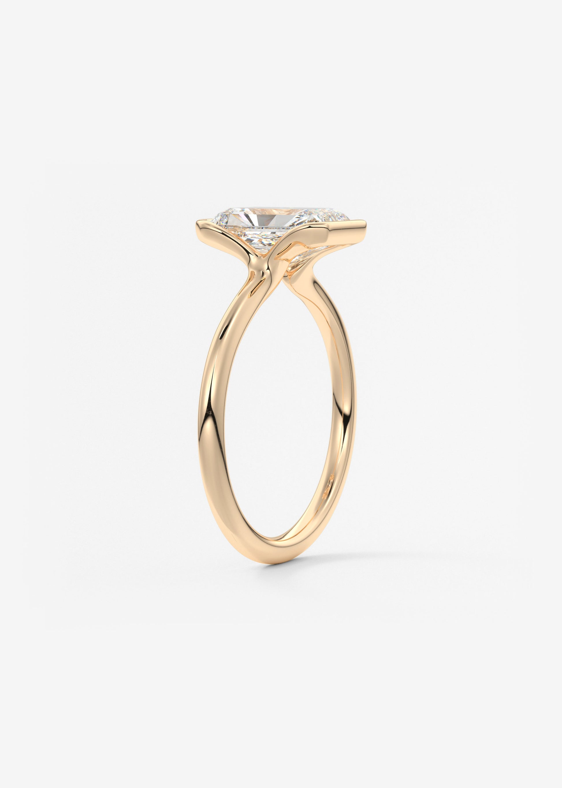 Radiant Half Bezel Lab Grown Diamond Engagement Ring