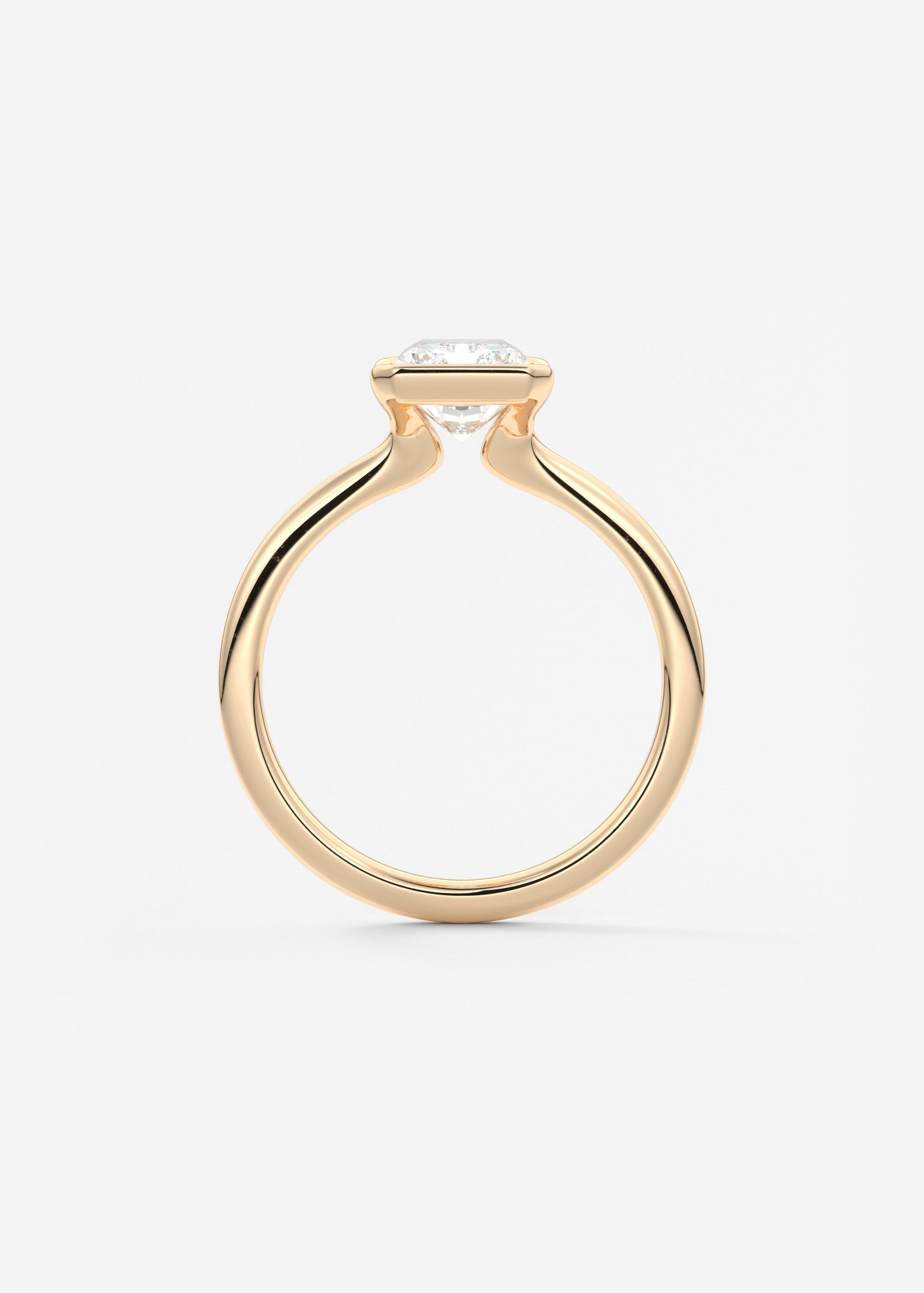 Radiant Half Bezel Lab Grown Diamond Engagement Ring