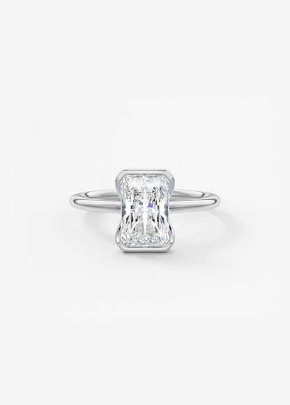 Radiant Half Bezel Lab Grown Diamond Engagement Ring