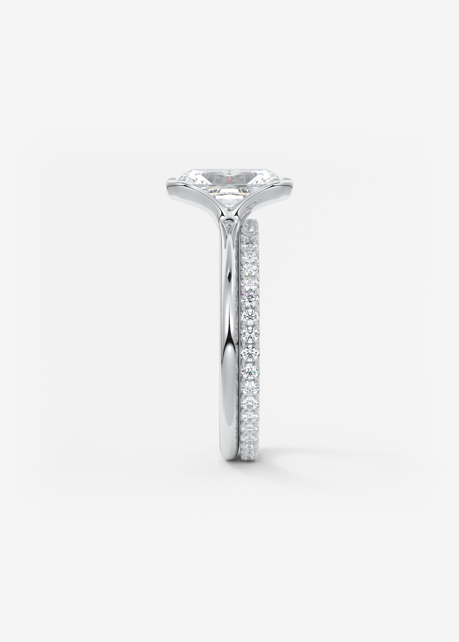 Radiant Half Bezel Lab Grown Diamond Engagement Ring