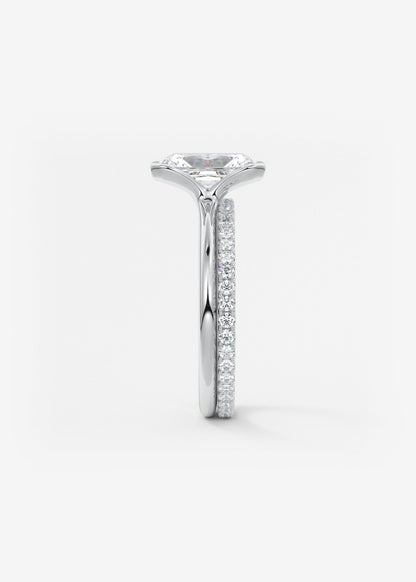Radiant Half Bezel Lab Grown Diamond Engagement Ring