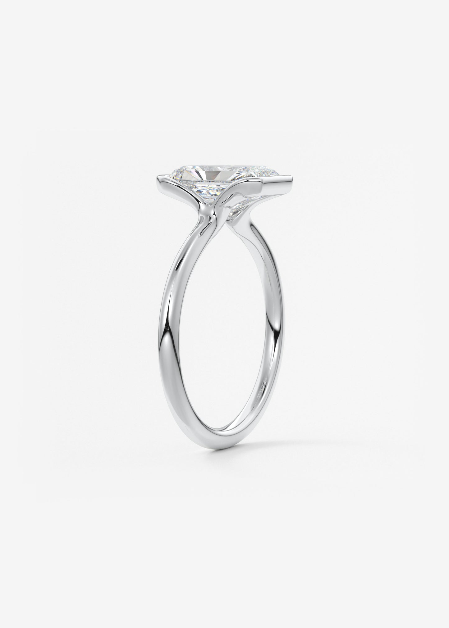Radiant Half Bezel Lab Grown Diamond Engagement Ring