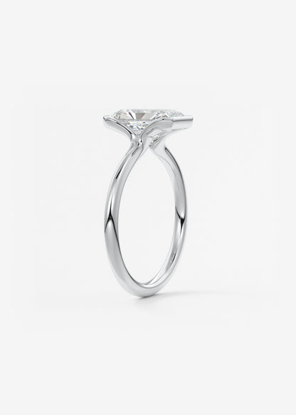 Radiant Half Bezel Lab Grown Diamond Engagement Ring