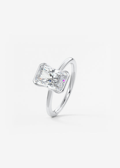 Radiant Half Bezel Lab Grown Diamond Engagement Ring