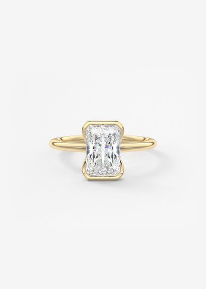 Radiant Half Bezel Lab Grown Diamond Engagement Ring