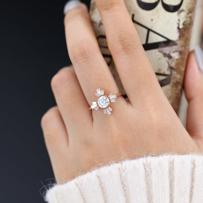 Round Cluster Lab-Grown Diamond Engagement Ring