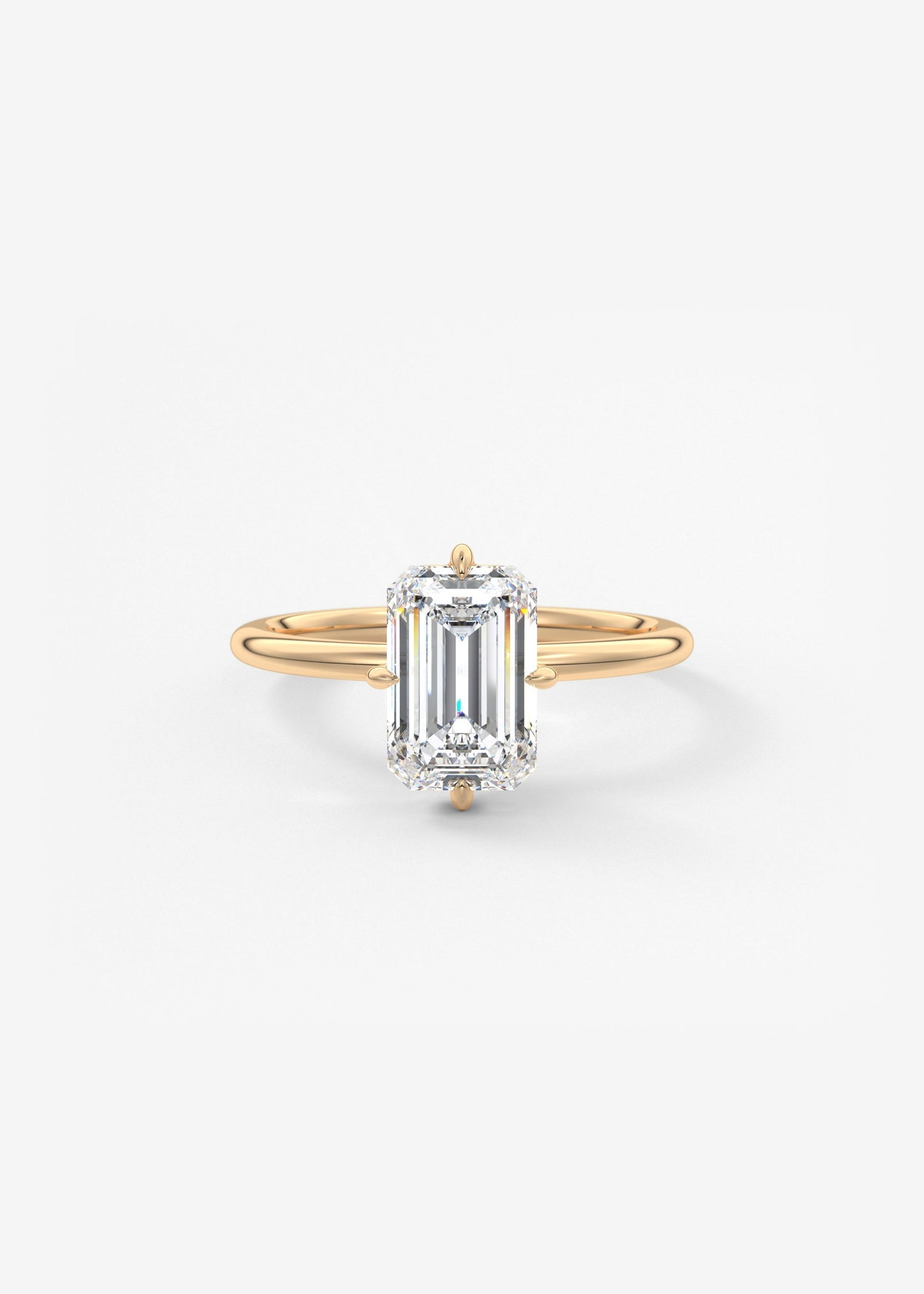 Emerald Solitaire Lab Grown Diamond Engagement Ring
