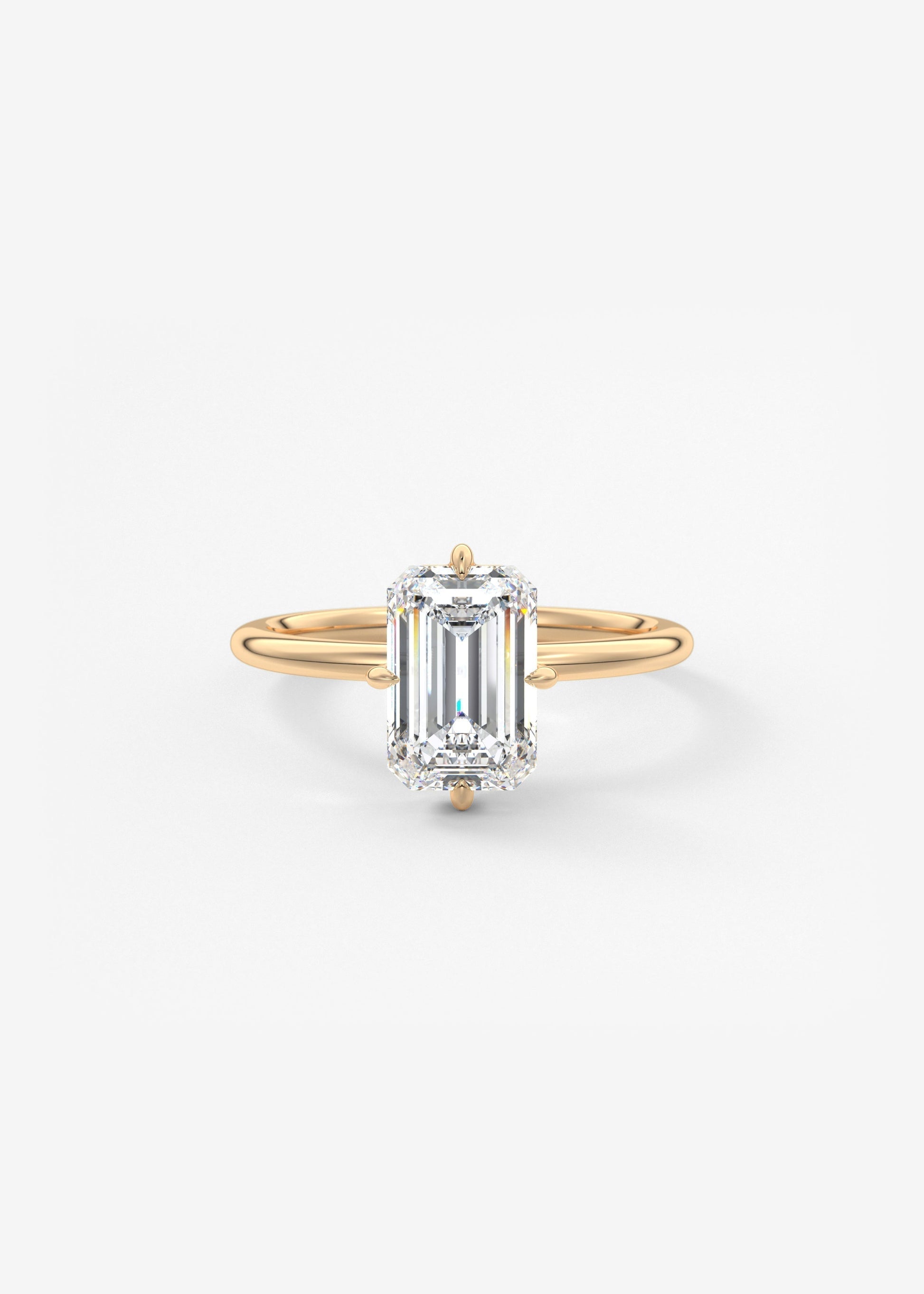 Emerald Solitaire Lab Grown Diamond Engagement Ring