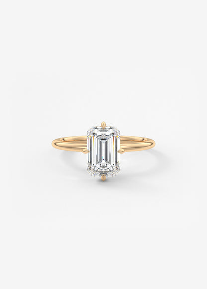 Emerald Solitaire Lab Grown Diamond Engagement Ring