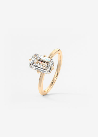 Emerald Solitaire Lab Grown Diamond Engagement Ring