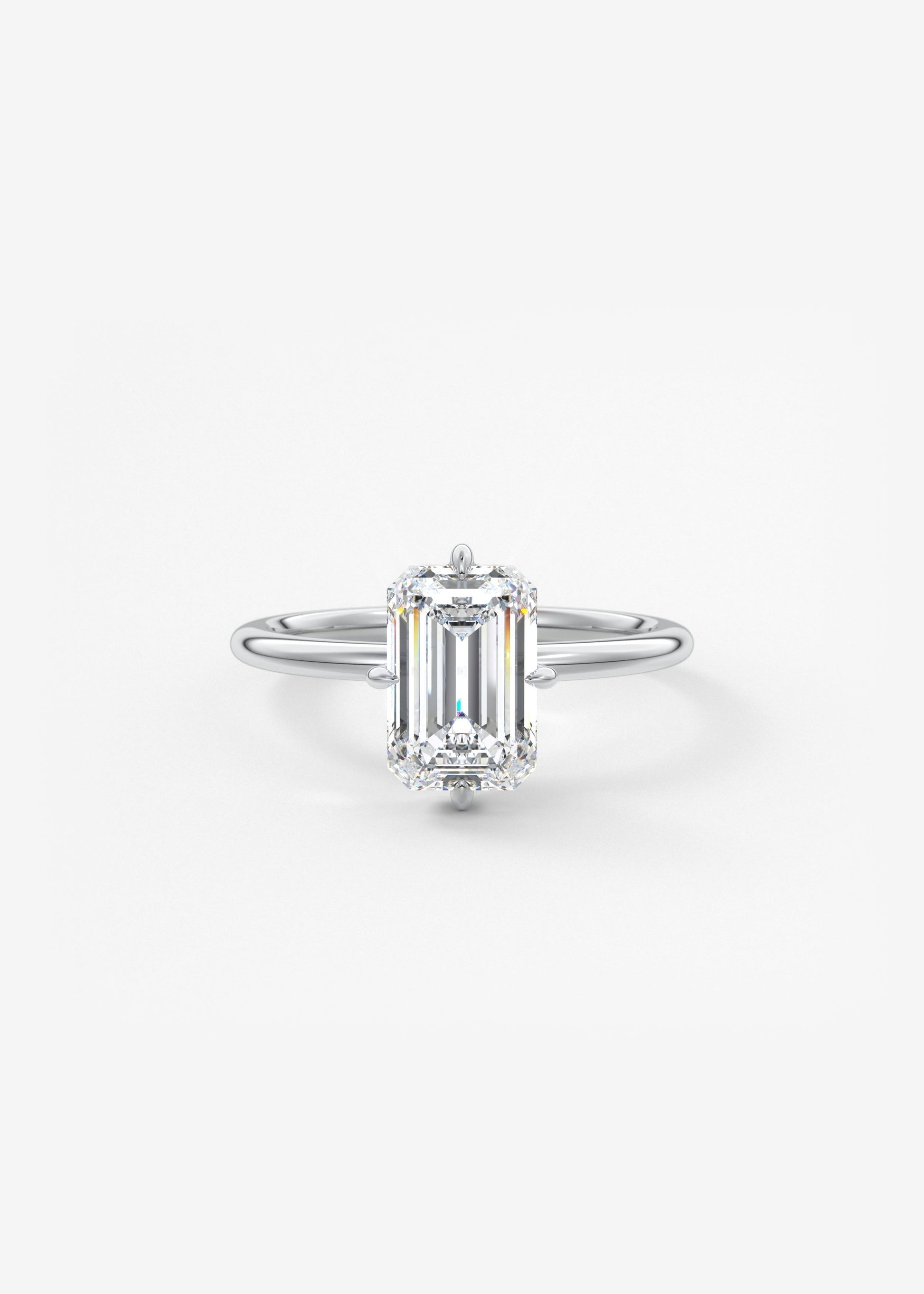 Emerald Solitaire Lab Grown Diamond Engagement Ring