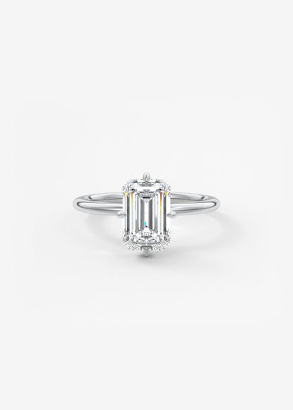 Emerald Solitaire Lab Grown Diamond Engagement Ring