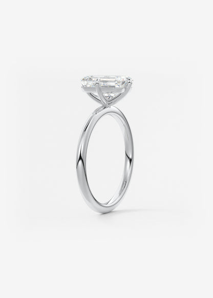 Emerald Solitaire Lab Grown Diamond Engagement Ring