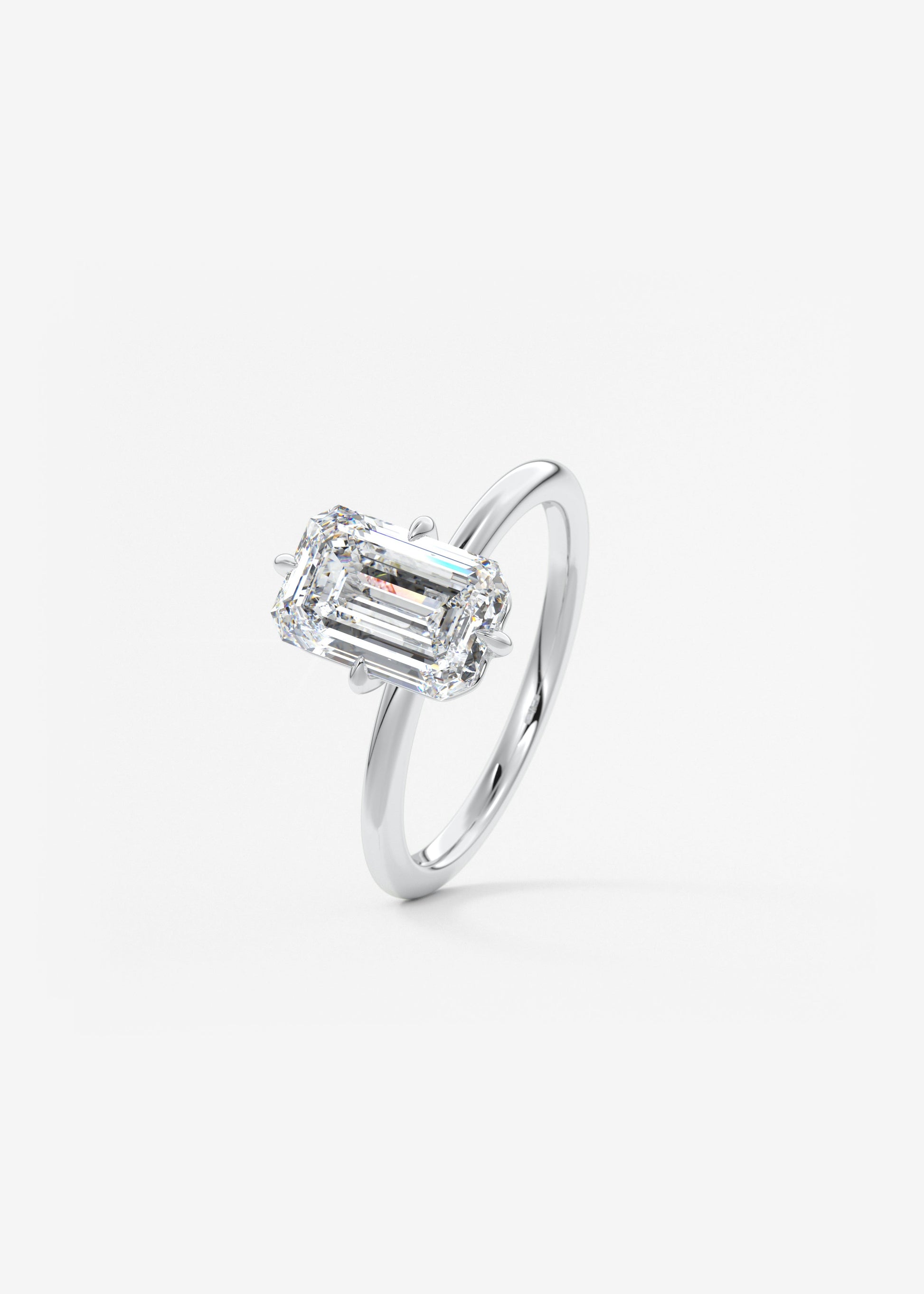 Emerald Solitaire Lab Grown Diamond Engagement Ring