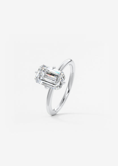 Emerald Solitaire Lab Grown Diamond Engagement Ring