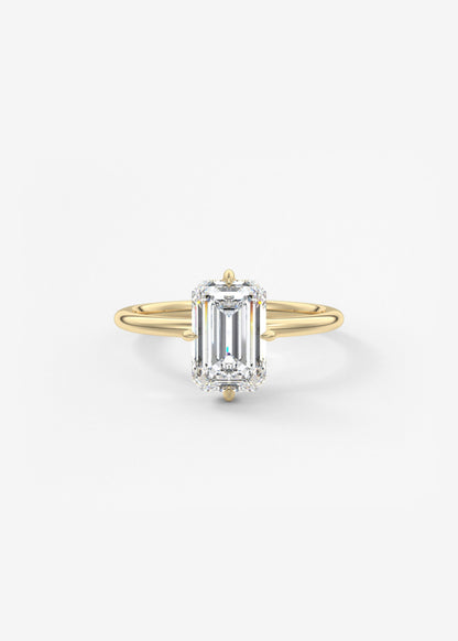 Emerald Solitaire Lab Grown Diamond Engagement Ring
