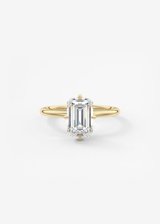 Emerald Solitaire Lab Grown Diamond Engagement Ring