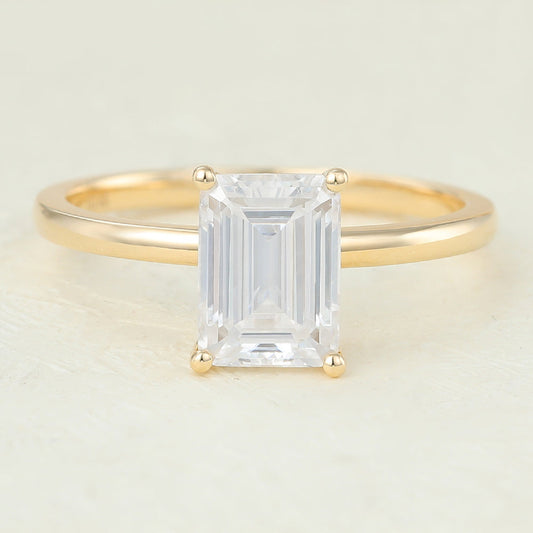 Emerald Solitaire Lab-Grown Diamond Engagement Ring