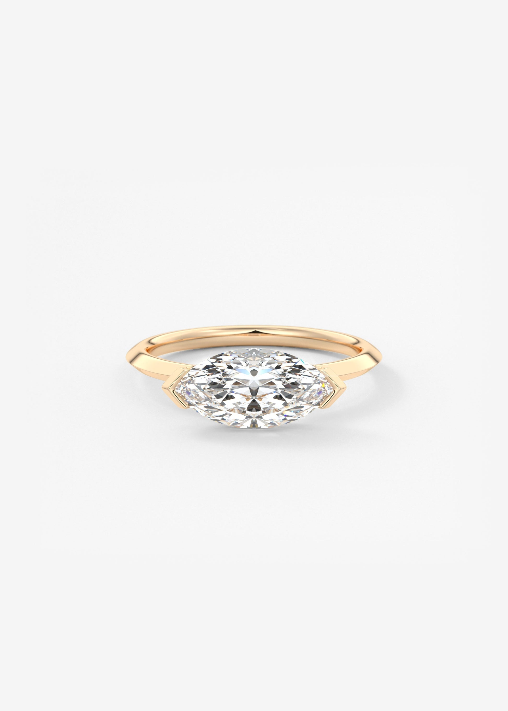 Marquise East West Half Bezel Lab Grown Diamond Engagement Ring
