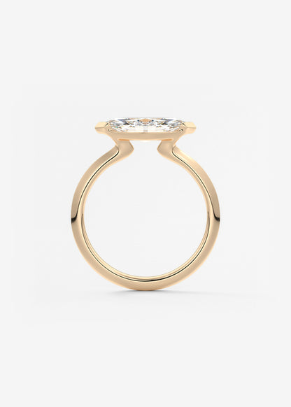 Marquise East West Half Bezel Lab Grown Diamond Engagement Ring