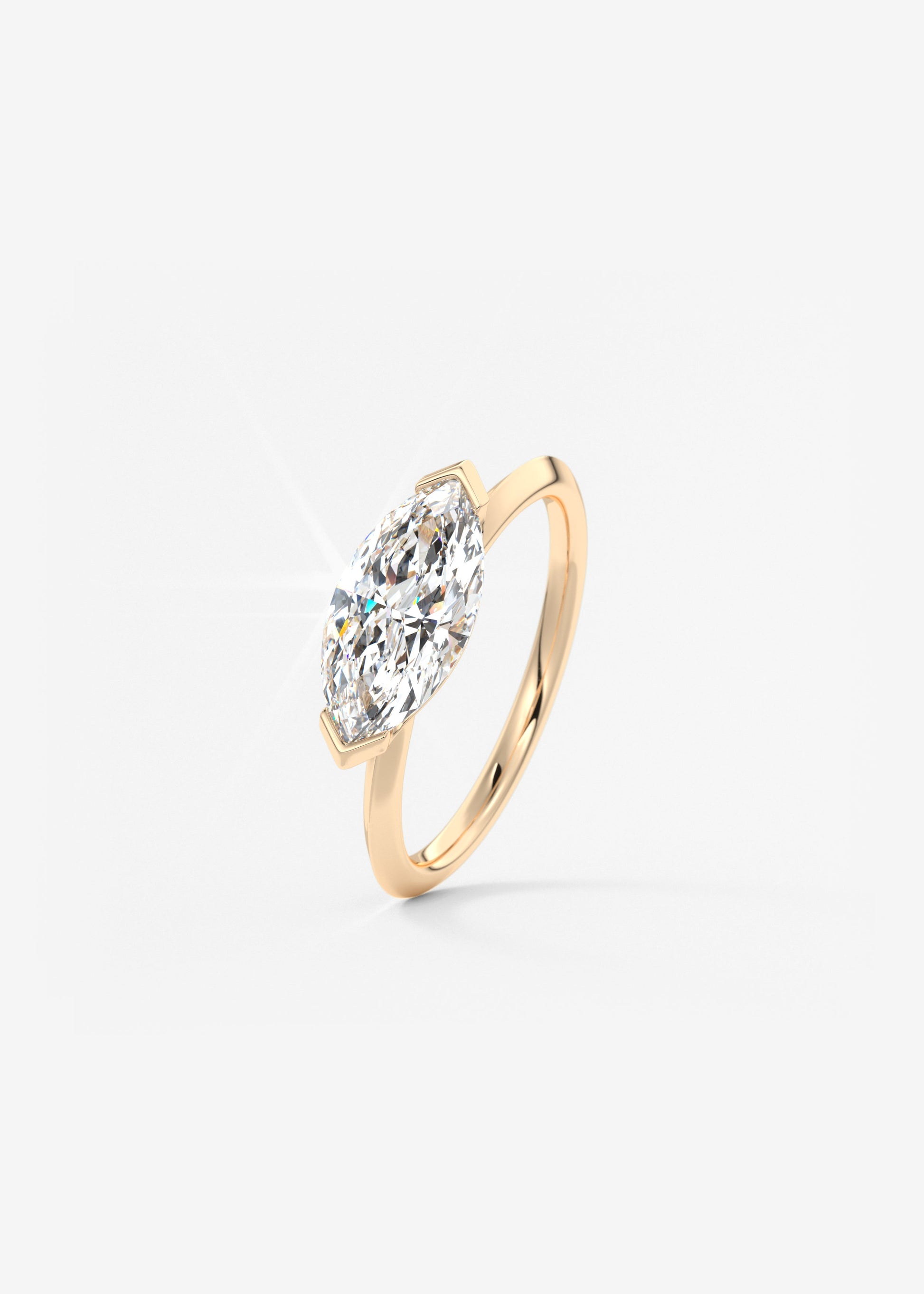 Marquise East West Half Bezel Lab Grown Diamond Engagement Ring