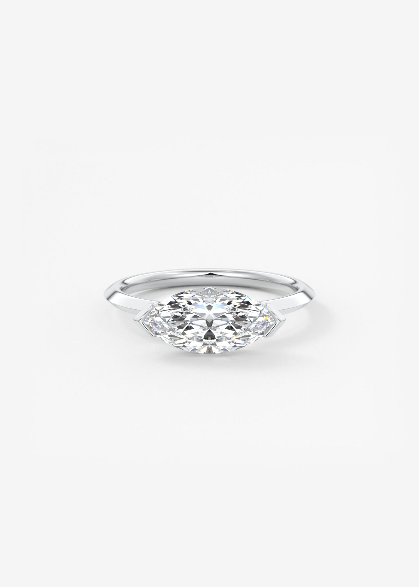 Marquise East West Half Bezel Lab Grown Diamond Engagement Ring